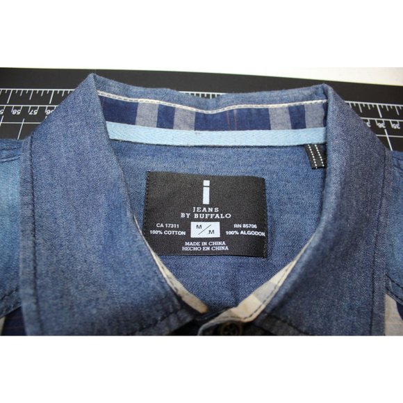 Jeans by Buffalo /Men's (Size M) casual dress button up shirt. Denim with cotton - Picture 11 of 16